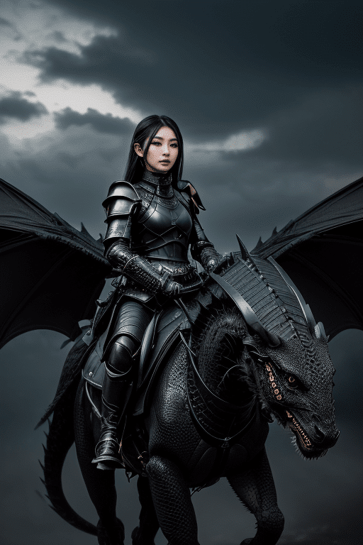 Asian woman on a flying dragon